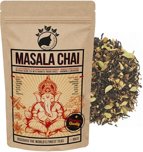 NanaNatura's MASALA CHAI TEE 100g | perfekt für Chaitee, Chai-Latte mit Milch oder Iced Chai | 100% natürlich | köstlicher Schwarztee mit aromatischen indischen Gewürzen | wärmend & energetisierend
