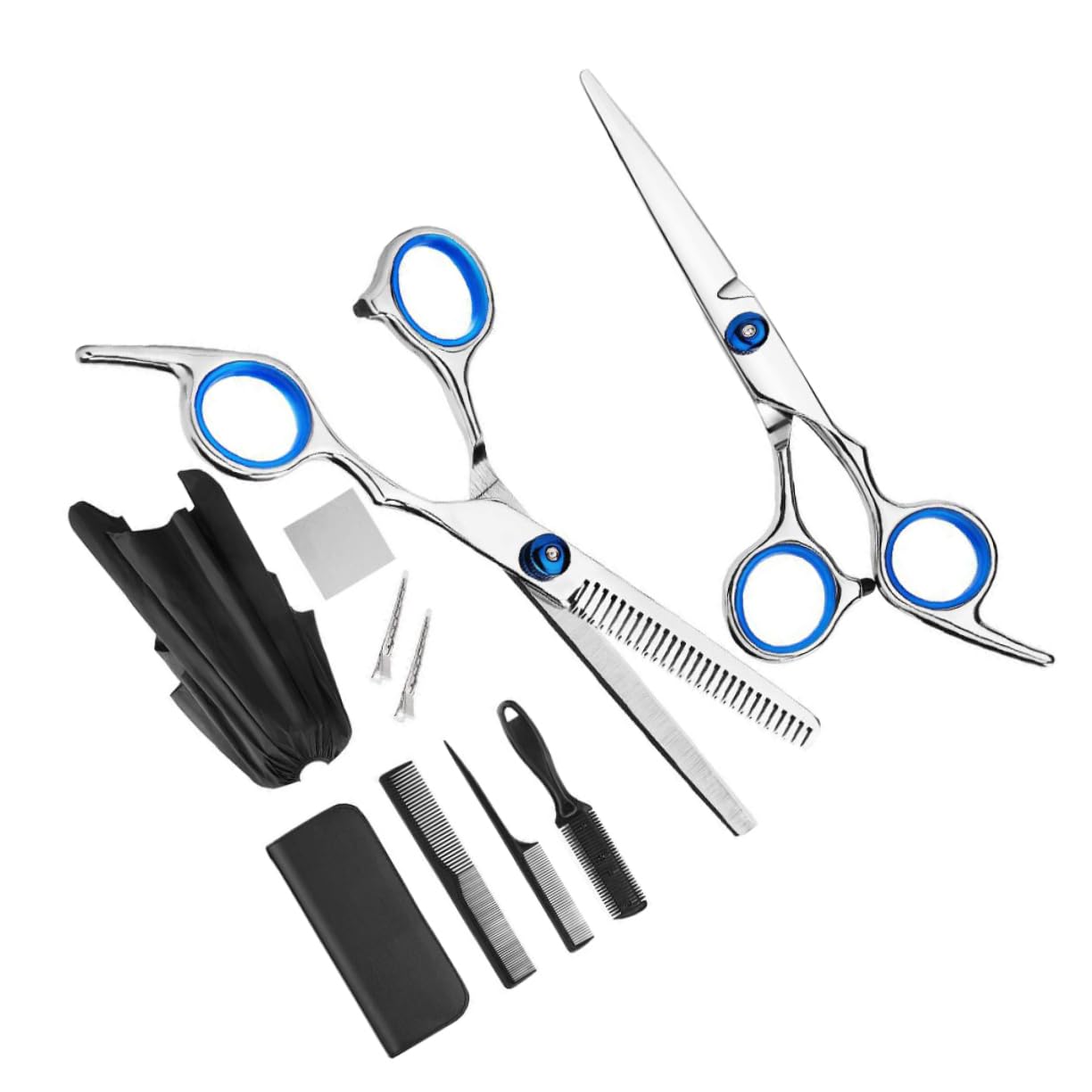 FRCOLOR Forbici Per Parrucchiere in Acciaio Inossidabile Strumenti Per Styling Dei Capelli Forbici Da Per Sfoltire i Capelli Colore Argento e Nero Strumento Per Tagliare i