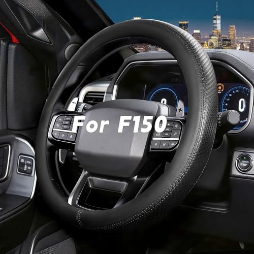 Noplkdss Steering Wheel Cover for Ford F150 F250 F350 1997-2026 Fit 15.5-16 Wheels (Black)