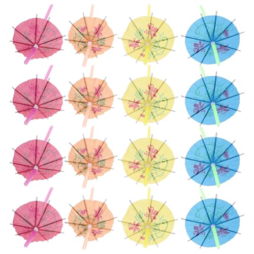 100 pitillos desechables de papel flexibles con forma de sombrilla miniatura 1