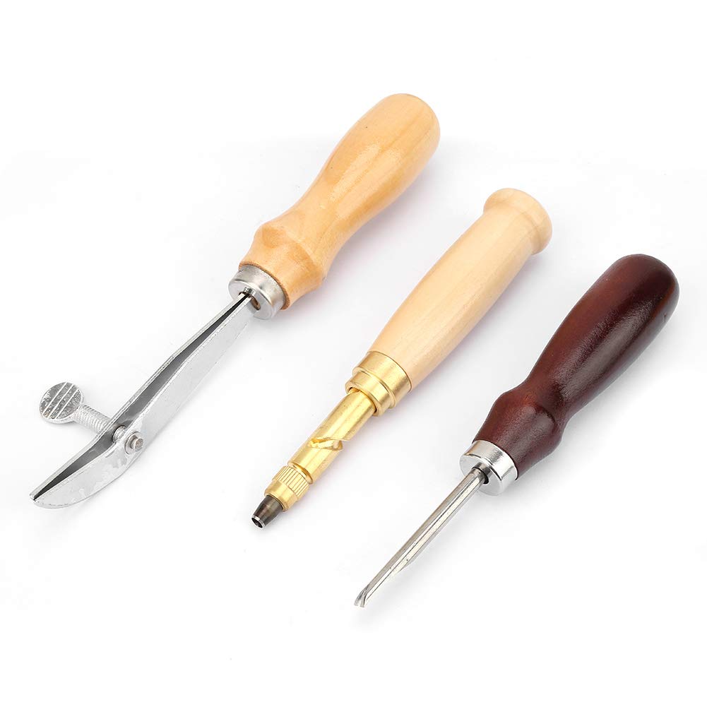 Professionelles Lederhandwerkswerkzeug-Set, 60-teiliges Lederbearbeitungswerkzeug-Set zum Nähen, Schnitzen, Nähen, DIY-Lederprojekte, Anfänger, Designer, Holz, Stahl, Mater