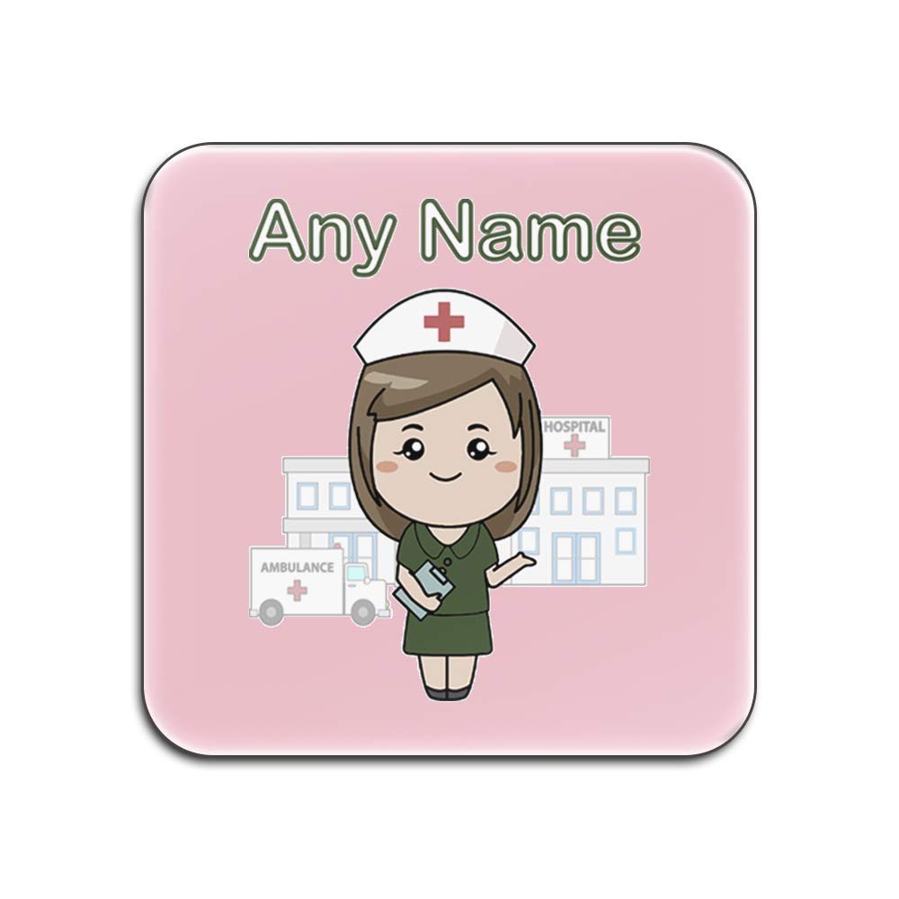 Dessous de verre infirmière NHS idée cadeau soignant, 4 pièces carrées rose et vert