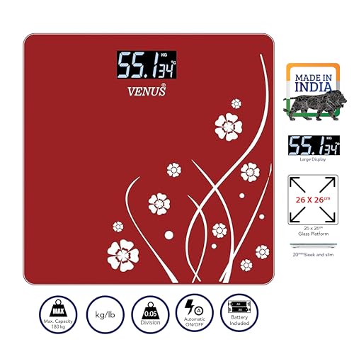 Image of Venus (Made in India) Electronic Digital Personal Bathroom Weight Machine for Body Weight upto 180 kg Weighing Scale with 24 Months Warranty