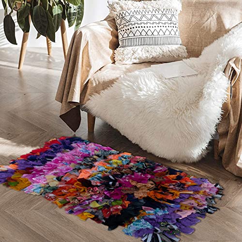Chardin Home Rainbow Shag Rug Multi Color | Boho Rug For Bedroom, Kitchen, Entrance Bathroom And More | Recycled Rag Chindi Shaggy Rug 20X30 Inch. #TOP2