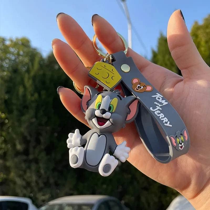 Image of Cute Cartoon Character Silicone 3D Key Chain with Strap Charm & Metal Hook, Merchandise Key Rings Gift for Kids Girls Boys Men & Women