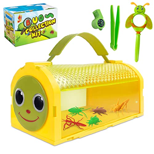 ESSENSON Bug Catcher Kit Critter Cage Butterfly, Outdoor Toy Gift for 3 4 5 6 7 8+ Year Old Boys Girls Kids, Outdoor Explorer Kit with Tweezers, Whistles for Backyard Exploration