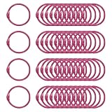 PATIKIL 48Pcs Loose Leaf Binder Rings, 1.2 Inch Metal Open Card Rings Heavy Duty Book Rings for Key Index Card Rings Paper Rings Office, Rose Red