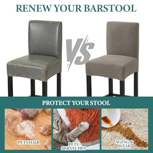 Image of HAOYONG Bar Stool Covers, Stretch Counter Stool Pub Chair Slipcover Washable Counter Height Chair Covers for Kitchen Dining Room Cafe Set of 2 (Coffee)