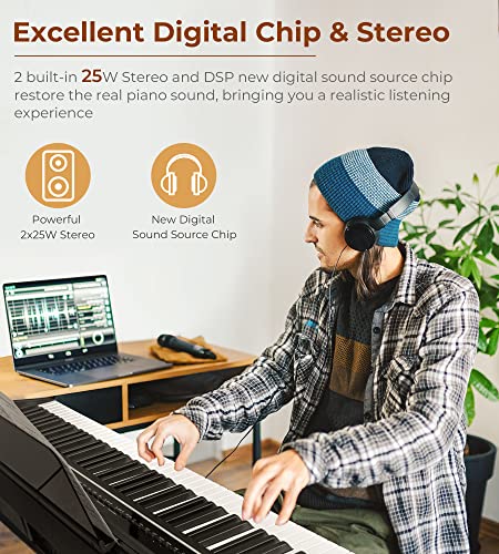 Vangoa VDP-S200 Clavier de Piano 88 Touches Pondéré Électrique Piano Portatif Numérique Clavier avec Pupitre de… - Les Beatles, Paul McCartney, John Lennon, RIngo Starr, George Harrison Vangoa VDP-S200 Clavier de Piano 88 Touches Pondéré Électrique Piano Portatif Numérique Clavier avec Pupitre de… – Image 7