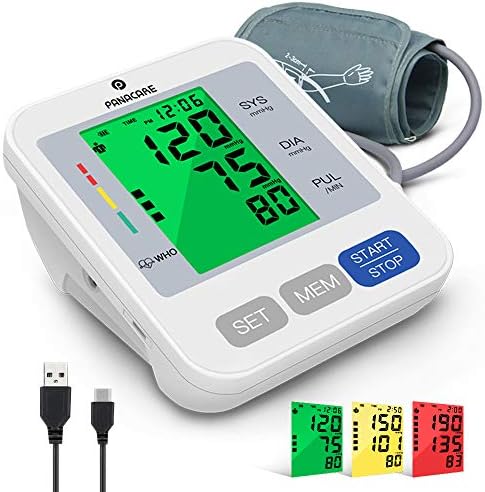 Blood Pressure Machine for Upper Arm 3.4” Tri-Color Backlight Screen PANACARE Automatic Electronic Blood Pressure Meter Monitor, BP Monitor Machine, Audio Reading, 8.7-16.5” XL Cuff for Home Use