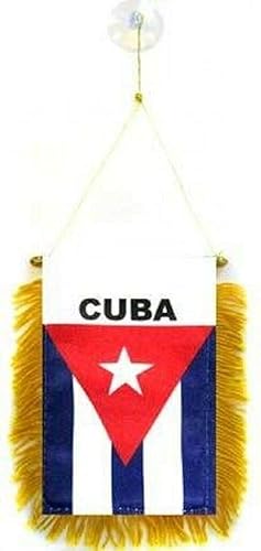 Cuba, mini bandera, ideal para espejo de coche y hogar colgando de 2 caras (FI)