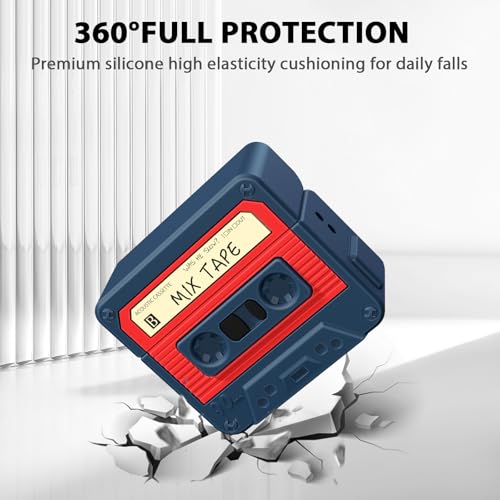 Image of KOREDA Compatible with AirPods 4 Case Cover, Funny Cassette Tape Design Case for Airpods 4th Generation 2024, Cute Cartoon Fashion Silicone Protective Case for Women Men (Blue)