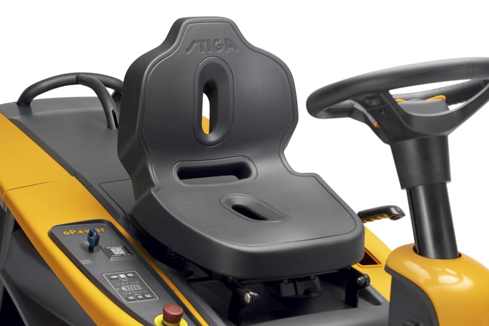 STIGA 372e Swift Tondeuse Autoportée À Batterie, 72 cm, 48V – 4 Batt. (2x7.5Ah+2x5Ah), Plateau Bi-Lames – Pelouses jusqu'à 1 600 m² (2 400 m² en ECO), Jaune