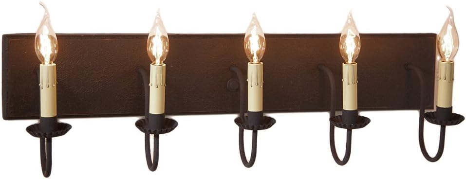 Irvins Country Tinware Five Arm Vanity Light in Black