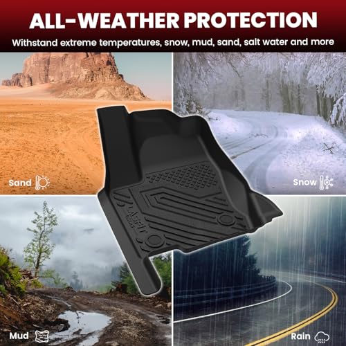 Image of LASFIT Floor Mats for Toyota Land Cruiser 2024-2026 2027 / for Lexus GX550 5-Seat with Cool Box 2024-2026, All-Weather Protection TPE 1st & 2nd Row Car Liners for Toyota Accsessories, Black