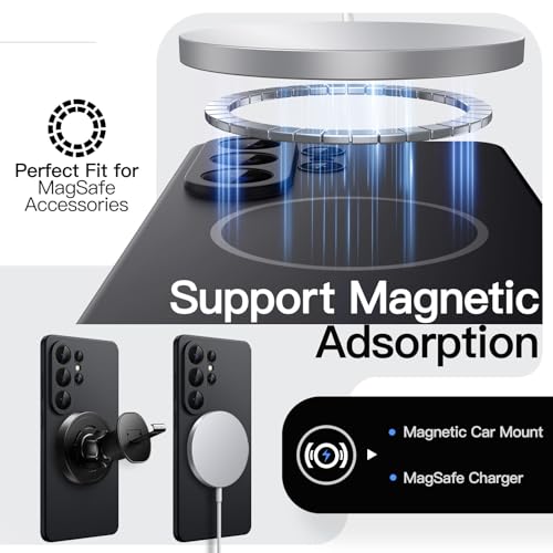 Image of JETech Magnetic Slim Cover Case for Samsung Galaxy S26 Ultra, Compatible with MagSafe, Anti-Slip Grip & Full Camera Lens Protection, Ultra-Thin Lightweight Matte Finish Phone Cover (Black)