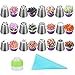 Set di 14 ugelli riutilizzabili in acciaio inox con beccucci russi e sacchetto in silicone per glassa, per creare creme, pasticceria e pasticceria, set da forno per dolci e cupcakes