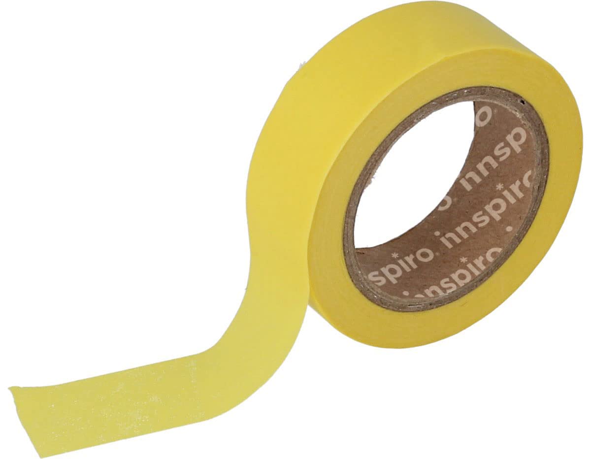 INNSPIRO Washi masking tape yellow 15 mm x 10 m. Basic smooth series