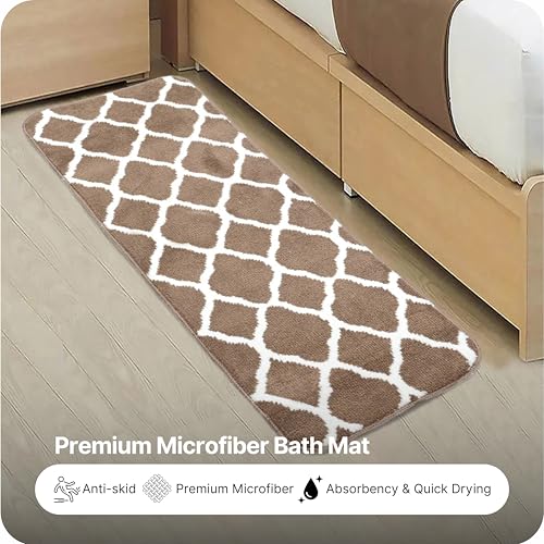 Image of Saral Home Tangier Soft Microfiber Durable & Washable Multipurpose Bedside Runner for Home /Kitchen /Living Area /Lobby /Office Entrance with Anti Skid Backing (Beige, 40x100 Cm)