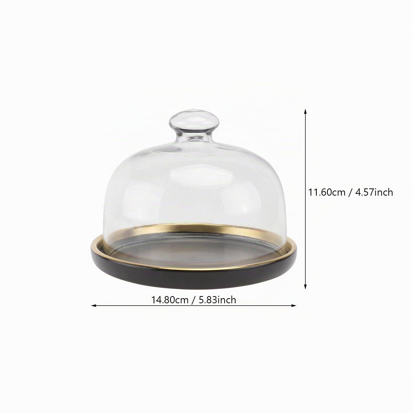 DOITOOL 1 présentoir à gâteau avec Cloche en Verre - Plateau de Service - Plateau à Dessert - Plat à Dessert - Plat à Pain pour crème Fromage, gâteau, Salade - Noir