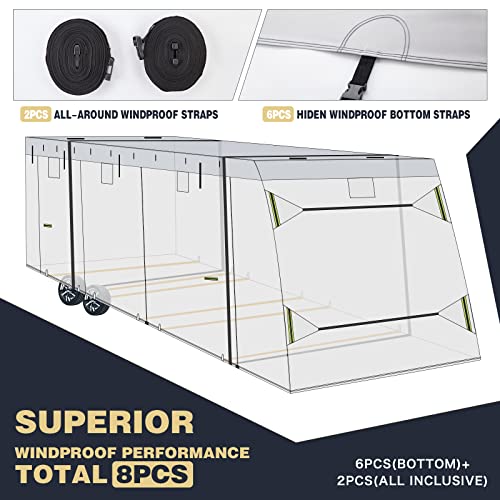 Gotruth Upgraded Travel Trailer Cover, Extra-Thick 600D Top Waterproof Rv Cover Fits 26'1" - 28'6", Windproof Camper Cover With Tongue Jack Cover, Tire Covers, Gutter Covers, Zippered Doors #TOP4