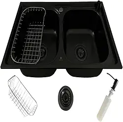 Cuba Dupla Gourmet Cozinha Aço Inox 304 Preta 78x43cm