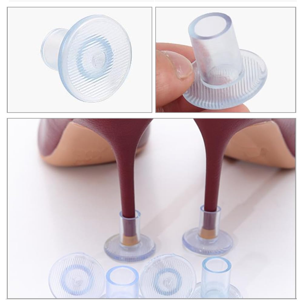 8 pares de protectores de tacón para mujer, protectores para tacones altos, protectores para tacones, tapones transparentes de Stiletto, 4 tamaños transparentes para bodas, actividades al aire libre