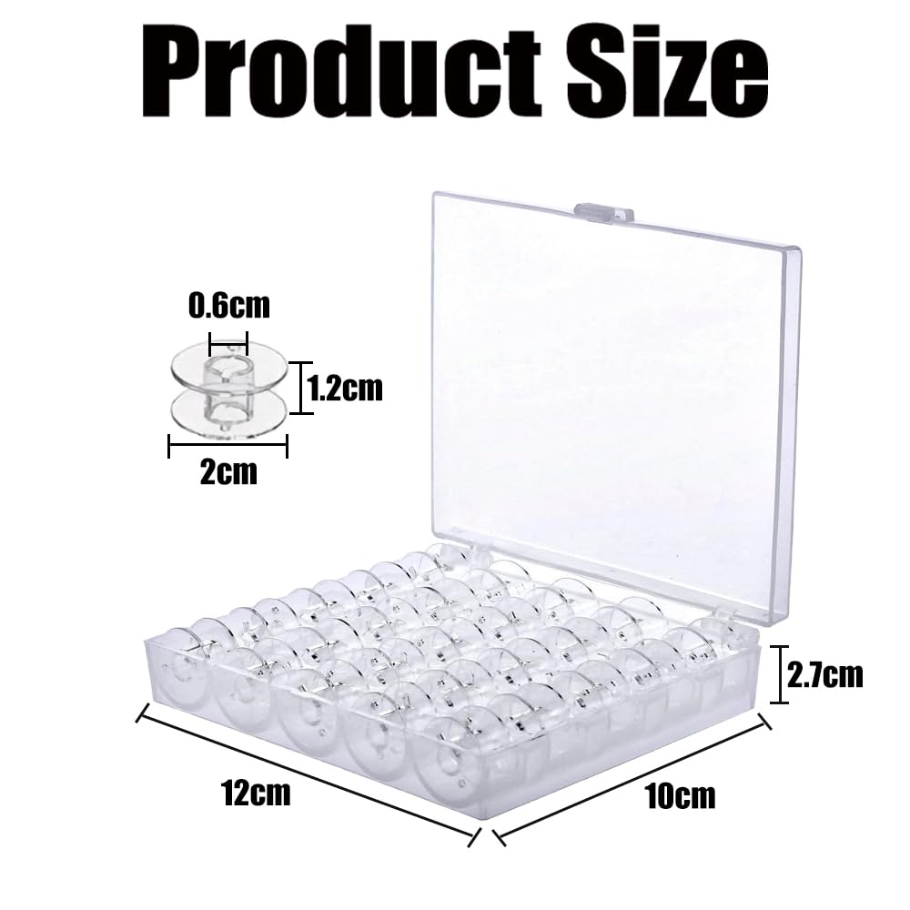 50 Canettes Pour Machine à Coudre - Bobines Plastique Transparent - Compatible Singer, Brother, Janome
