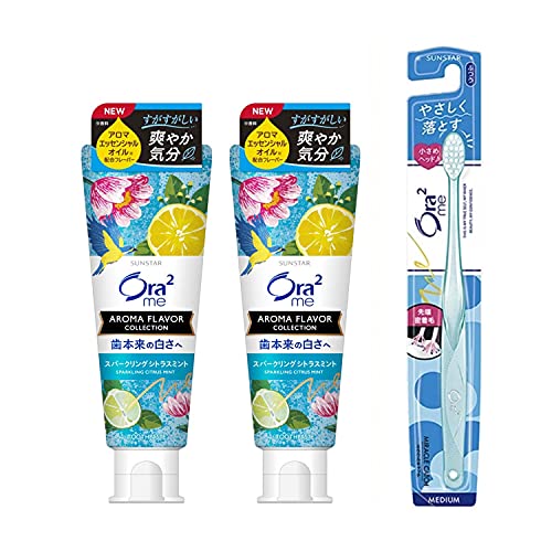 Ora2 ミー 歯みがき粉 アロマフレーバー ステインクリア 130g×2個+ハブラシつき 白 スパークリングシトラスミント 3260 グラム