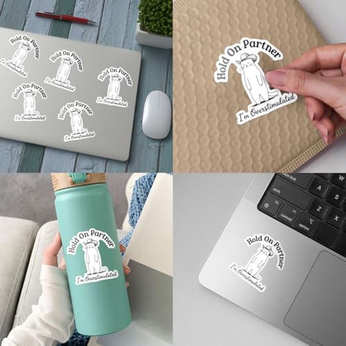 Pegatinas de gato vaquero graciosas para portátil funda móvil y agua 4