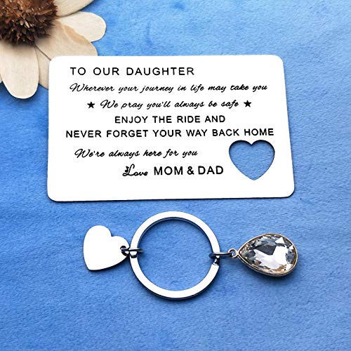To Our Daughter Wallet Card Encouragement Gifts Inspirational Graduation Gift Enjoy The Ride Never Forget Way Back Home Metal Card Christmas Birthday Card Daughter Stepdaughter Gifts from Mom Dad4