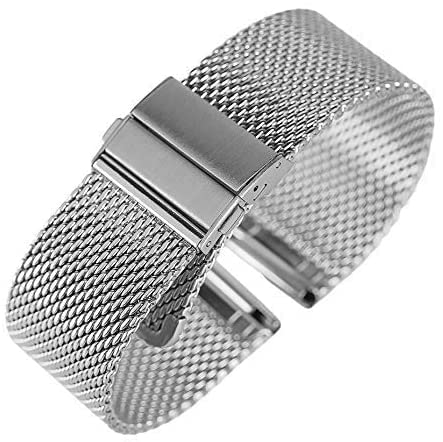 Correas de reloj negro/plata/oro rosa 18mm/20mm/22mm correa de reloj correa de malla de acero inoxidable cierre plegable relojes pulsera de repuesto