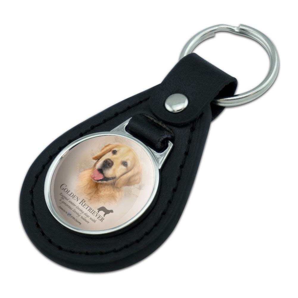 GRAPHICS & MORE Black Leather Golden Retriever Dog Breed Keychain