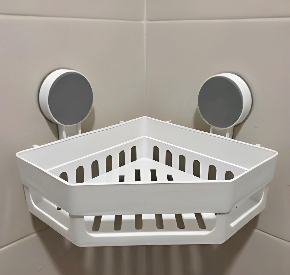 Bathroom Corner Shelf Wall Mounted | No Drill Suction Cup Shower Rack | Plastic Waterproof Corner Storage Organizer for Bathroom & Kitchen-image-7