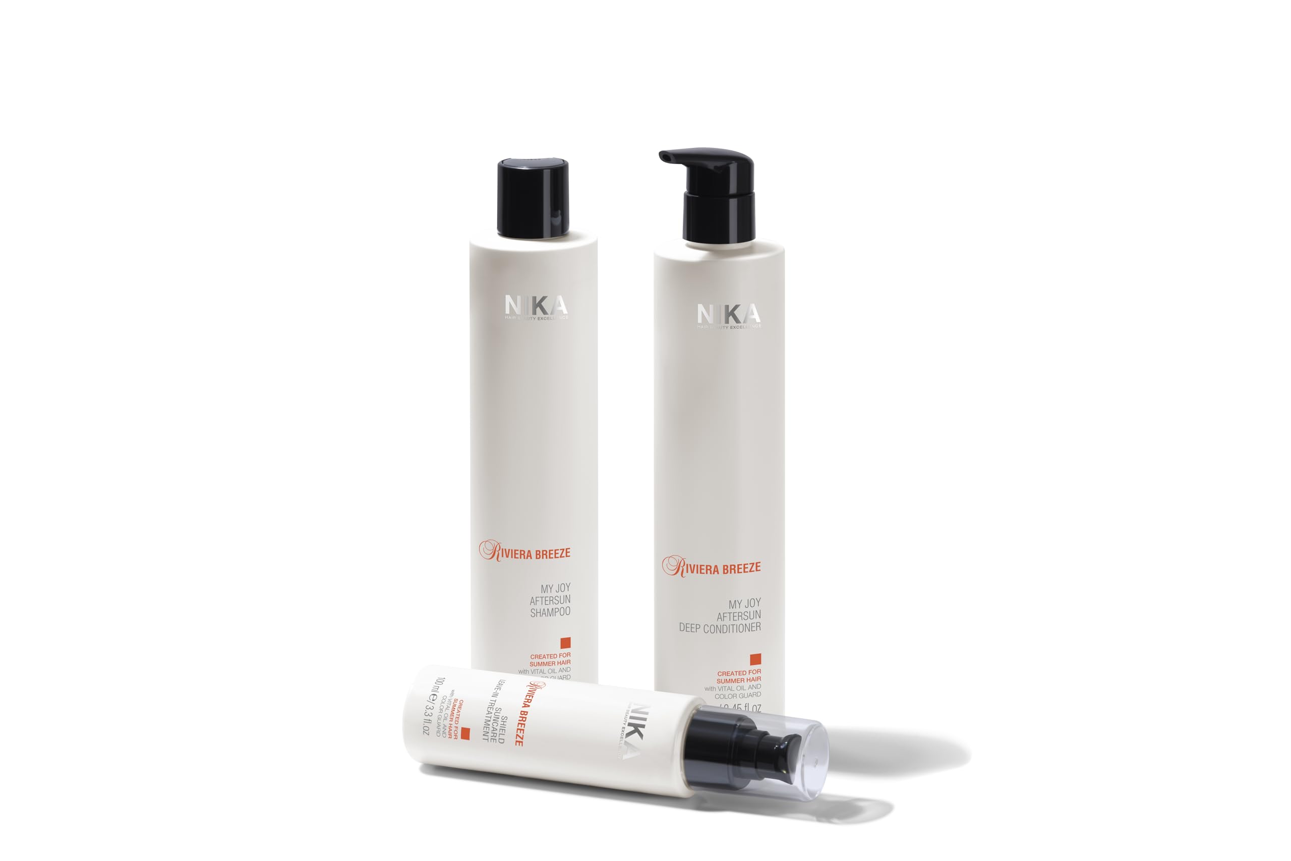 Kit di Cura dei Capelli Nika per l'Estate - Shampoo, Balsamo e Trattamento Leave-In, Protezione dal Sole, Cloro, Sabbia e Acqua Salata