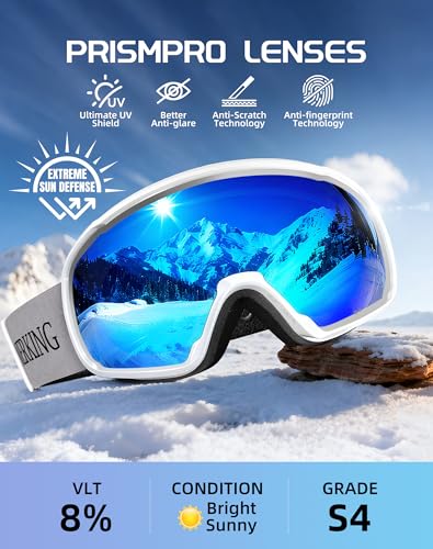 Image of Innerking OTG Ski Goggles, Anti-Fog Snowboard Goggles for Men & Women | SGS-certified anti-fog lenses, OTG over-glasses design, UV protection, and helmet compatibility