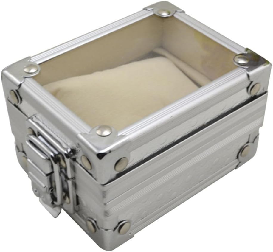 VALICLUD Lid Watch Box, Metal Silver Display Case for Watches