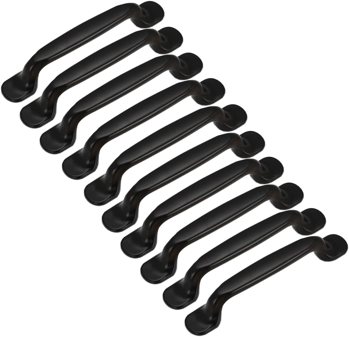 Qrity 20Units Black Aluminum Cabinet Door Drawer Handles Knobs Pull Handles Cupboard Closet Door Bow Shape Pull Handle (128MM)