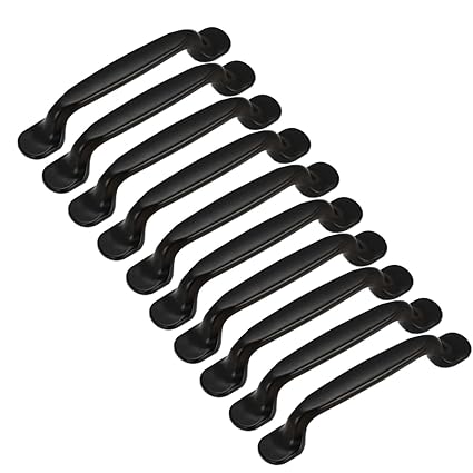 Qrity 10 Pcs Black Cabinet Door Drawer Handles Knobs Pull Handles Cupboard Closet Door Bow Shape Pull Handle (Hole Center Distance: 96MM)