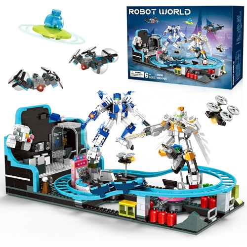 Rongmeiz Space Roller Coaster Building - 1257 PCS Creative STEM Project with Rocket Launch & Satellite StationInteractive Building Toys for Kids Ages 6-12Educational Birthday Gift for Boys & Girls