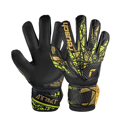 Reusch Attrakt Infinity Finger Support Junior Flexible Torwarthandschuhe Kinder Jugendliche Fußballhandschuhe mit Fingerprotektion perfekt geeignet für Kunstrasen
