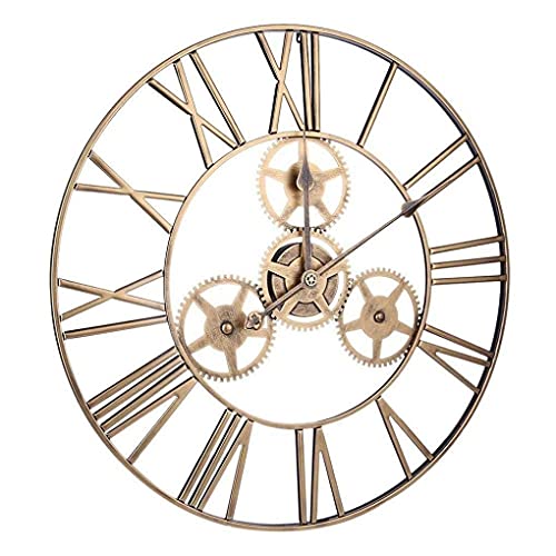 Horloge murale extérieure rétro en fer avec engrenage rotatif durable - 2