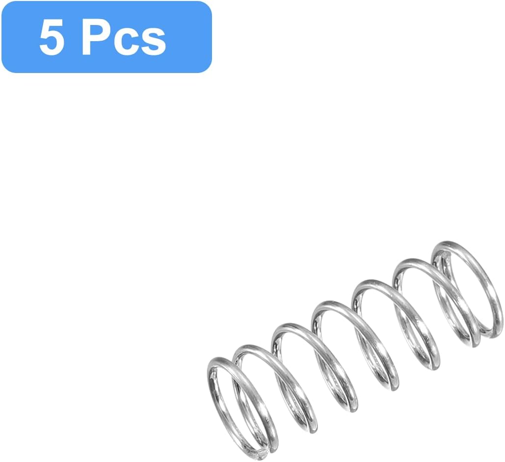 Compression Spring, 5Pcs 304 Stainless Steel, 6mm OD, 0.6mm Wire Size, 15mm Free Length, Silver Tone