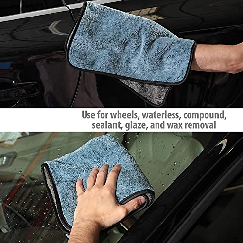 Image of Auto Hub Heavy Microfiber Cloth 500 GSM (Size 60cm x 40cm) /Pack of 1,for Car Cleaning and Detailing, Double Sided, Extra Thick Plush Microfiber Cloth Lint-Free, Color:- Blue