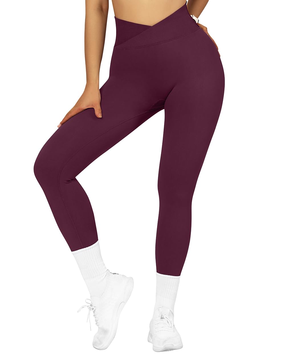 SUUKSESS Women Crossover Seamless Leggings Butt Lifting High Waisted Workout Yoga Pants