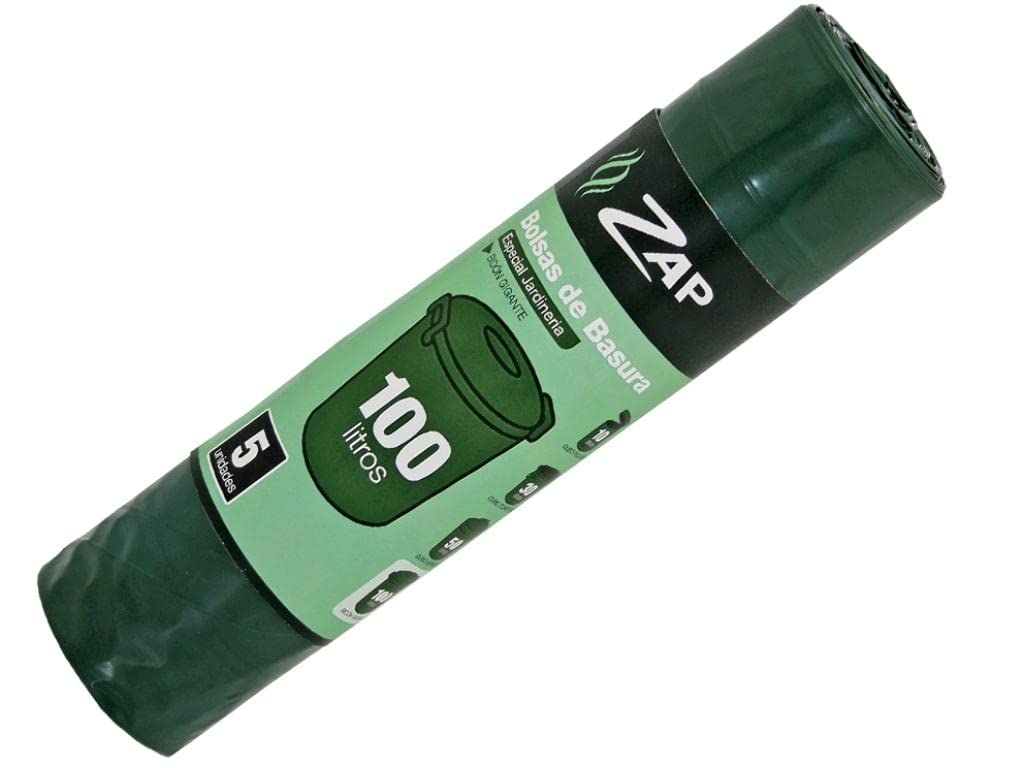 Zap Bolsas de Basura Para Jardín 100L, Verde - 5 unidades