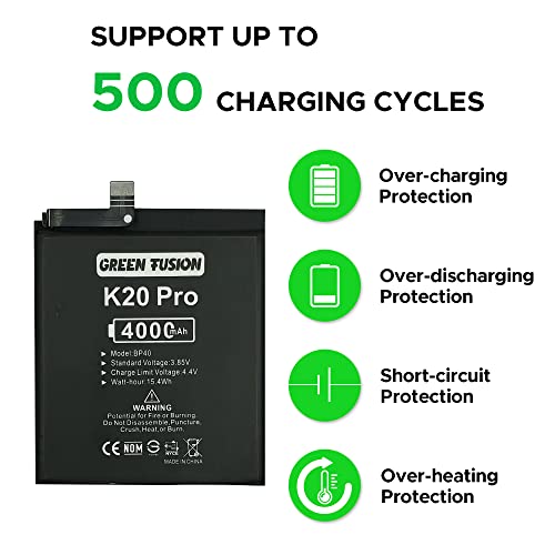 Image of GREEN FUSION for Mi 9T Pro & Redmi K20 Pro Replacement, with Video Tutorial, BP40 Battery for Mi 9T Pro & Redmi K20 Pro, with Installation Instruction & Repair Toolkit