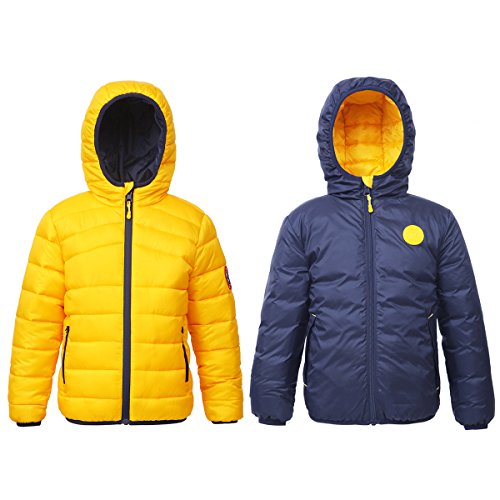 Image of Rokka&Rolla Boys' Reversible Lightweight Water-Resistant Puffer Jacket | Lightweight Breathable Reversible Puffer Makes A Hooded Winter Coat For Boys To Wear During Cold Weather Activity