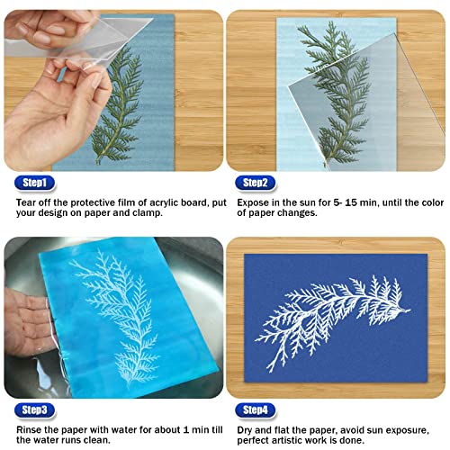 image for LIGHOON Sun Print Paper Kit Cyanotype Paper, 24 Sheets Cyanotype Paper