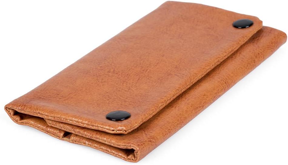 Portable Hookah Cigarette Tobacco Pouch Case Wallet Rolling Paper Holder (Light Brown)